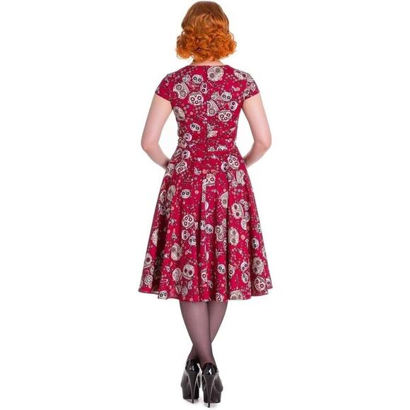 Hell Bunny Calavera Day of The Dead Flare Dress Sugar Skull Size Small NEW! - Picture 2 of 10